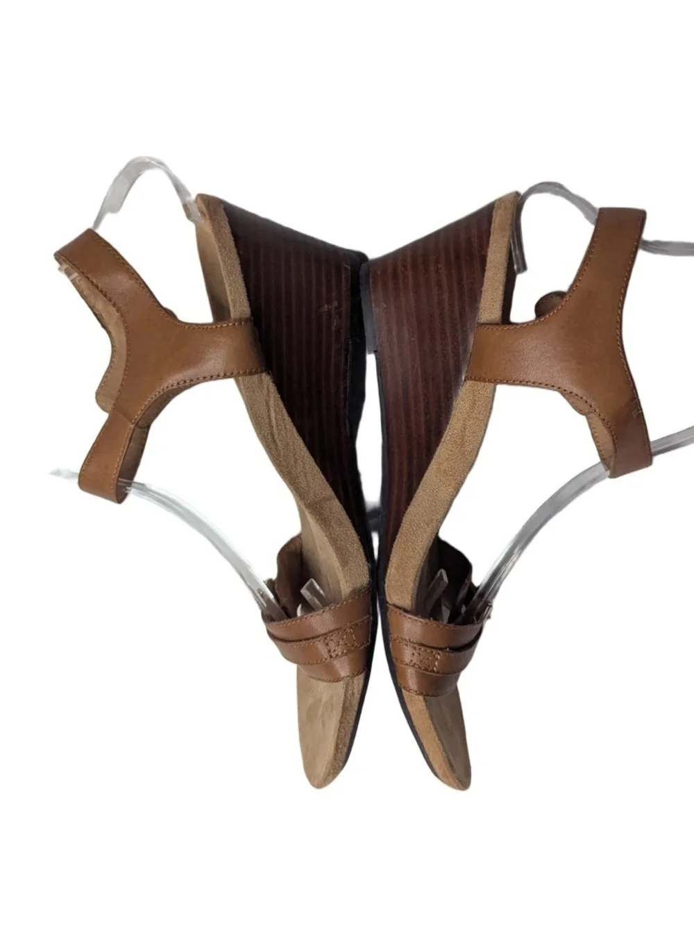Vionic Noble Laurie Womens Brown Leather Buckle Strap Wedge Sandal Size 9.5